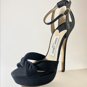 Black Shimmer Platform Sandals